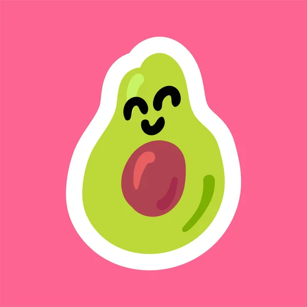 Happy avocado การ์ตูนแบน kawaii — ภาพเวกเตอร์สต็อก