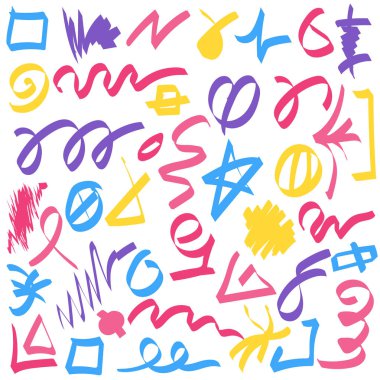 Renk fırça darbeleri el çizilmiş set