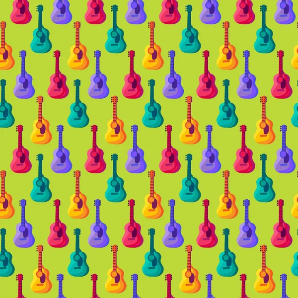 Μουσική κιθάρα απομονωμένο πράσινο μοτίβο φόντου — Διανυσματικό Αρχείο