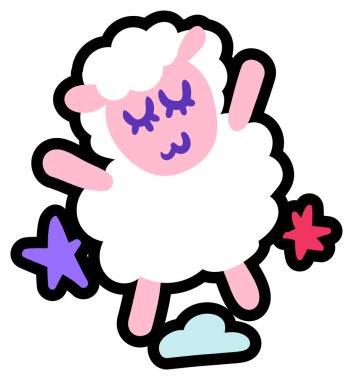 Sevimli küçük kuzu düz vektör illüstrasyon