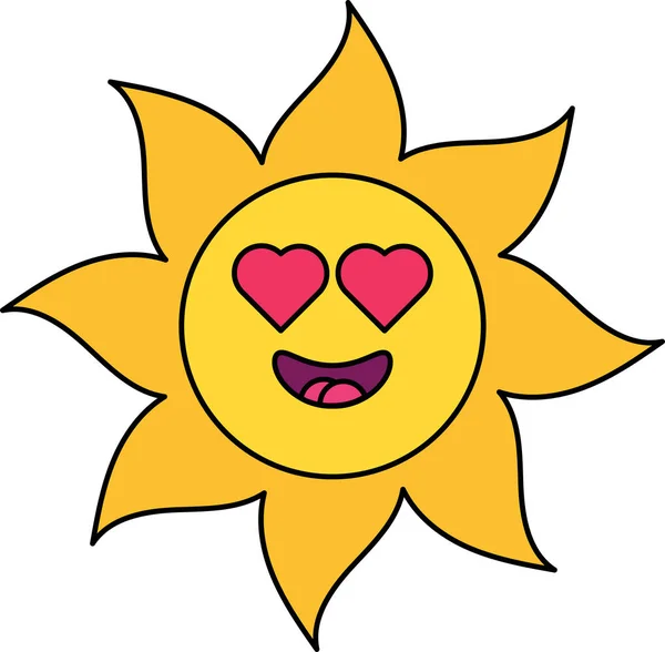 Romântico sol emoticon esboço ilustração —  Vetores de Stock