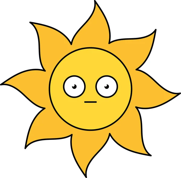 Ilustración de contorno emoji del sol sorprendido — Archivo Imágenes Vectoriales