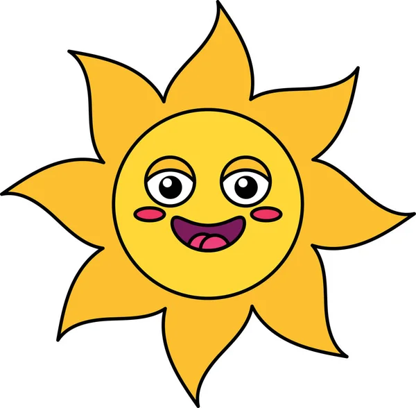 Szczęśliwy słońce emoji zarys ilustracji — Wektor stockowy