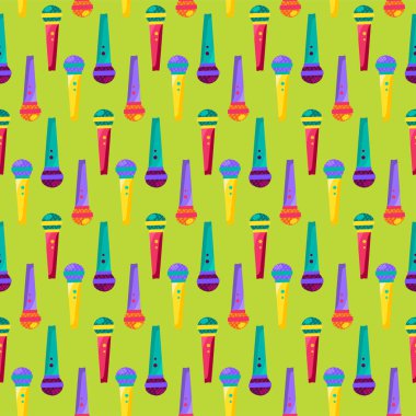 Renkli Müzik El Mikrofonunun Dikişsiz Deseni