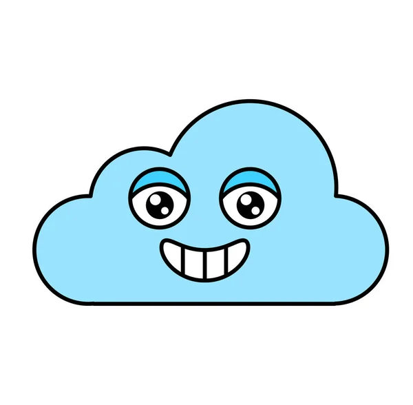 Allegro nuvola emoji contorno illustrazione — Vettoriale Stock