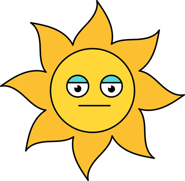 Rosto de poker sol emoji esboço ilustração —  Vetores de Stock