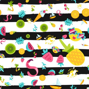 Yaz tatilinin renksiz vektör deseni