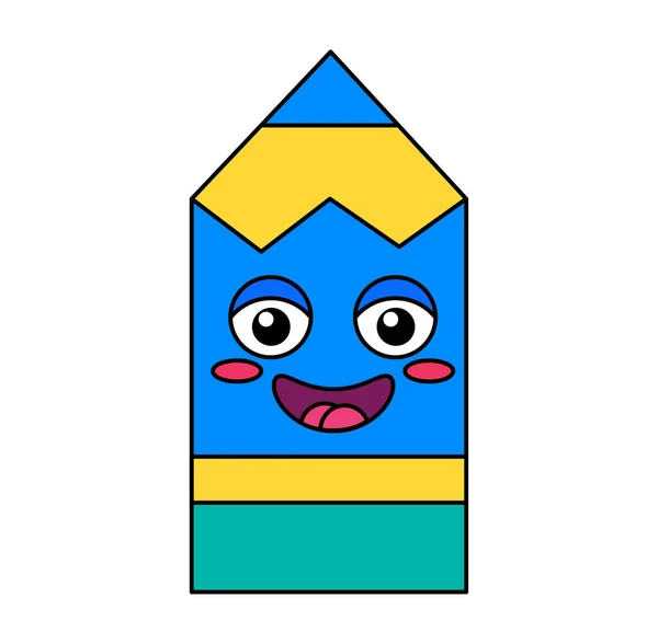 Pencil smiling face vector emoticon icon — Stock Vector