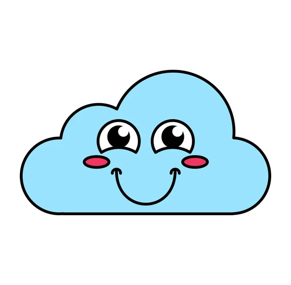 Illustrazione del contorno emoticon Cloud arrossendo — Vettoriale Stock