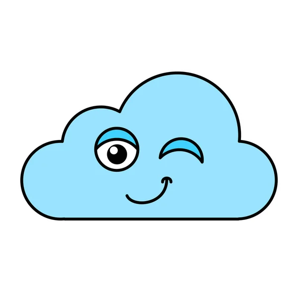 Winking cloud emoji schema illustrazione — Vettoriale Stock