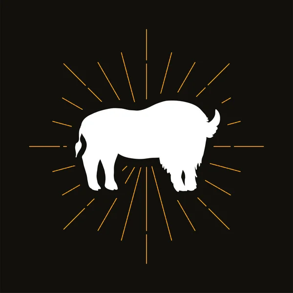 Silueta de búfalo salvaje retro — Archivo Imágenes Vectoriales