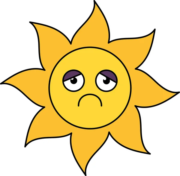 Deprimido adesivo do sol ilustração esboço —  Vetores de Stock