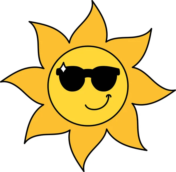Illustration confiante du contour emoji soleil — Image vectorielle