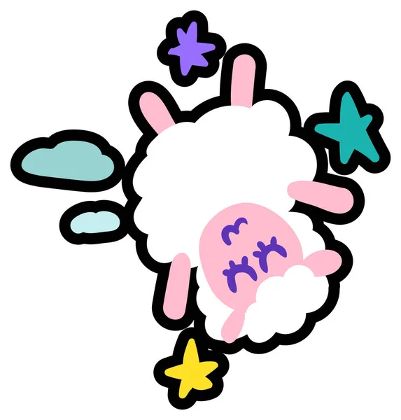 ハッピーかわいい眠る子羊の夢シンボル漫画 — ストックベクタ