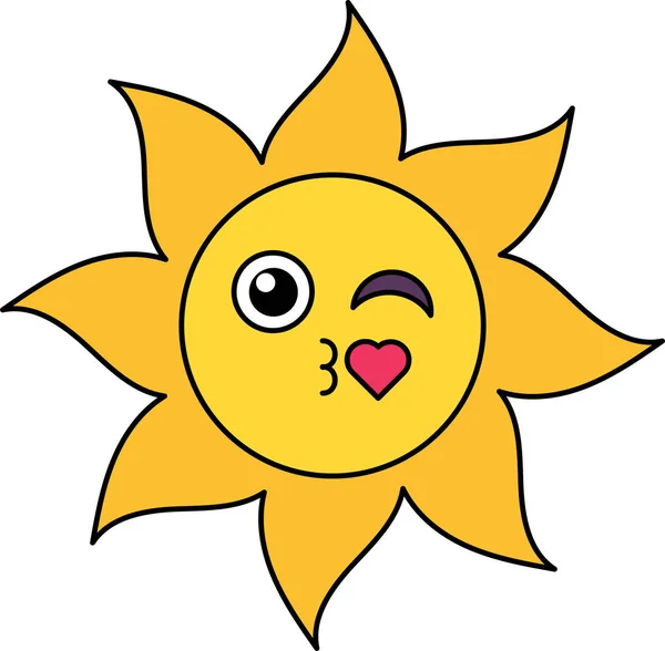 Air beijo sol emoticon esboço ilustração —  Vetores de Stock