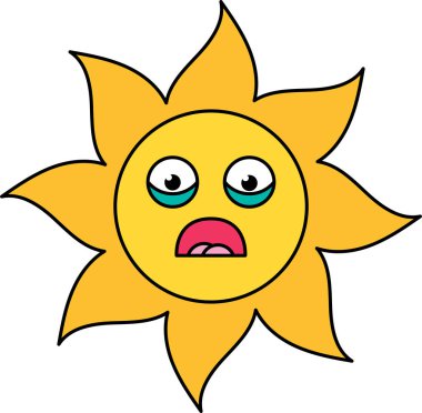 Şok güneş etiket anahat illüstrasyon