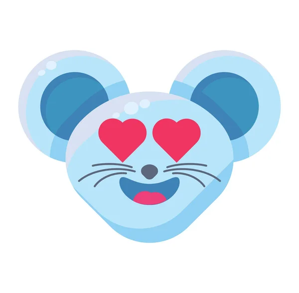 Romântico rato emoticon plana ilustração —  Vetores de Stock