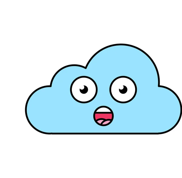 Sorpresa nuvola emoji contorno illustrazione — Vettoriale Stock