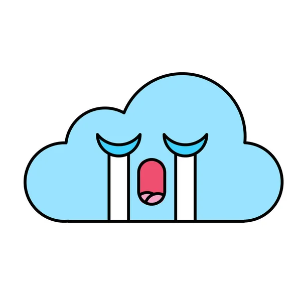 Weeping nuvem emoticon esboço ilustração — Vetor de Stock