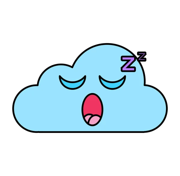 Schlafende Wolke Emojis skizzieren Illustration — Stockvektor