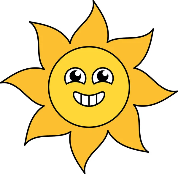 Excited sun sticker outline illustration — Stock Vector