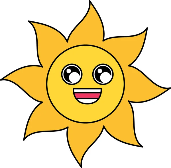 Encantado sol adesivo esboço ilustração —  Vetores de Stock