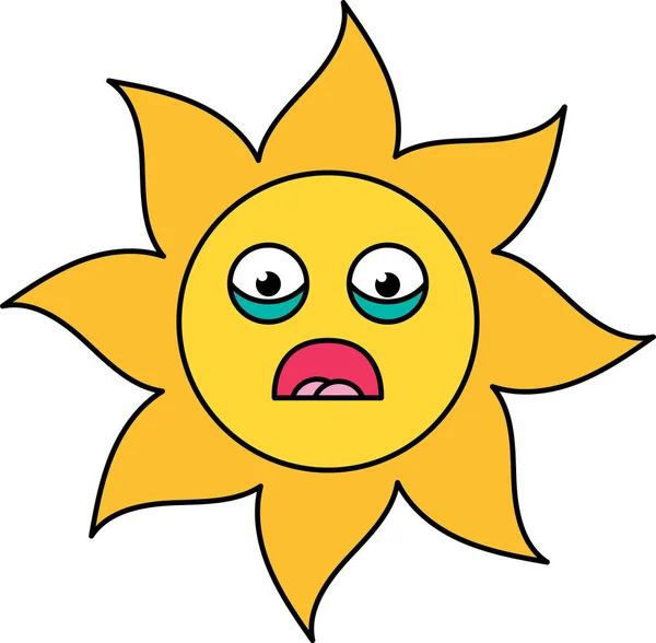 Shocked sol adesivo esboço ilustração —  Vetores de Stock