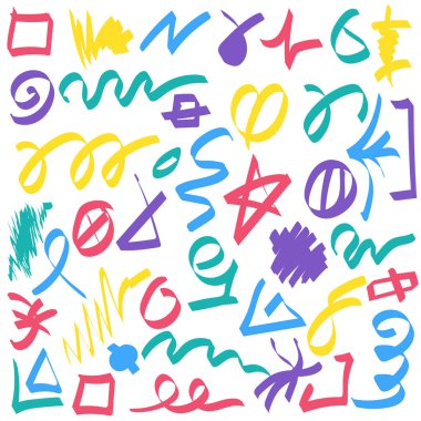 Renk fırça darbeleri el çizilmiş set