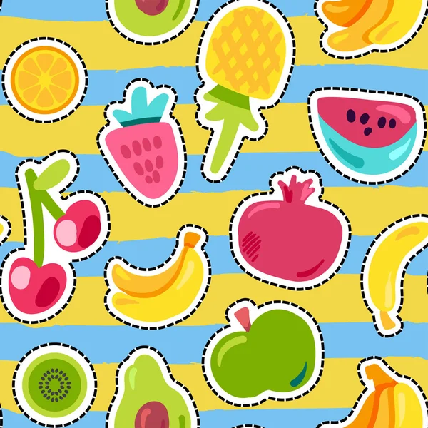 Modèle sans couture de vecteur de fruits d'été — Image vectorielle