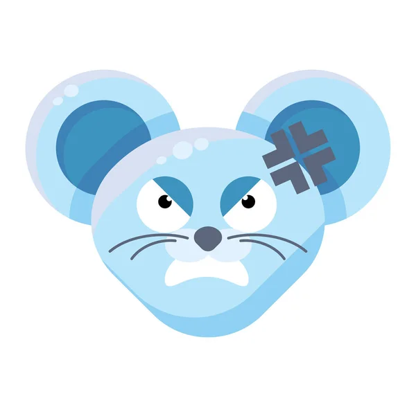 Rato rosto irritado emoticon adesivo —  Vetores de Stock