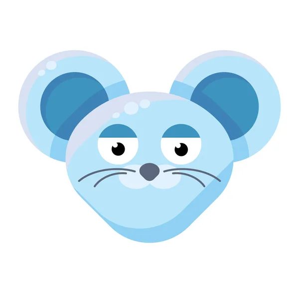 Mouse face entediado emoticon plana adesivo — Vetor de Stock