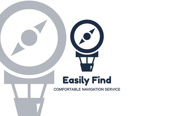 Aerostat a Compass könnyen Find multimédia logo — Stock Vector