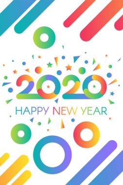 2020 Mutlu Yıllar Renkli Kutlama Bayrağı