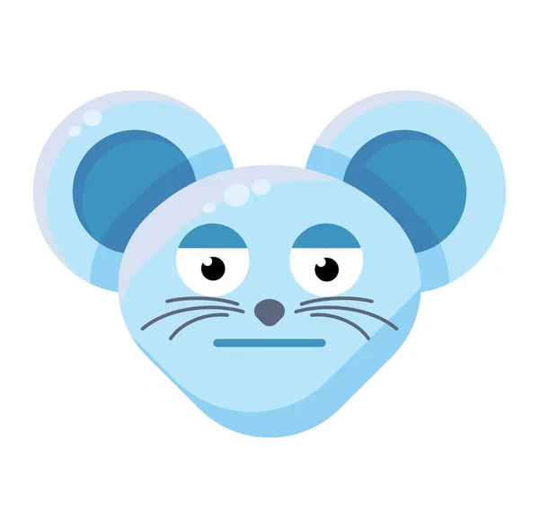 Adesivo faccina del mouse annoiato emoticon piatto — Vettoriale Stock