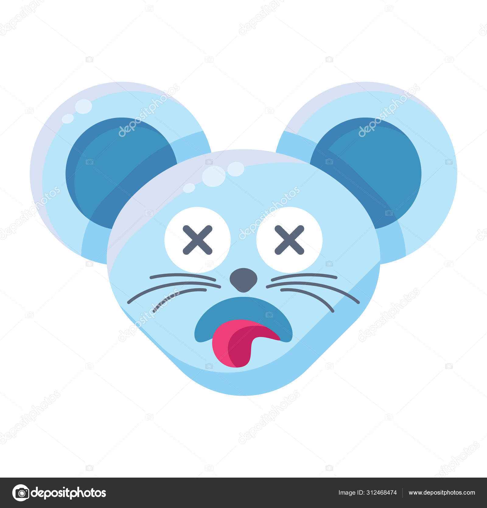 Pegatina emoticono cara de ratón muerto vector, gráfico vectorial ©  barsrsind imagen #312468474