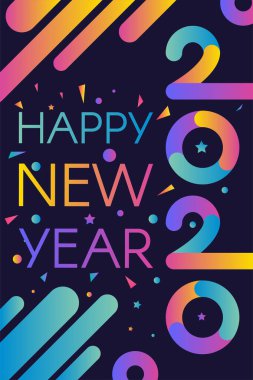 2020 Mutlu Yeni Yıl Renkli Davetiye Afiş