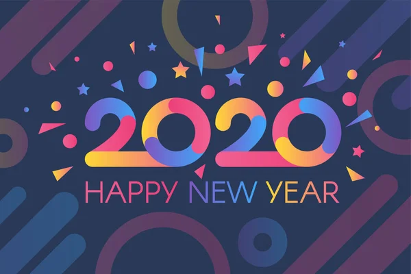Renkli 2020 Konfeti Sancağıyla Mutlu Yıllar — Stok Vektör