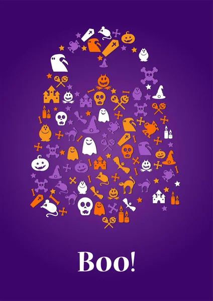 Vektor-Postkarten-Vorlage für Halloween-Feiertage — Stockvektor