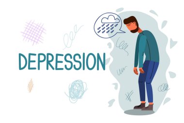Depresyon el çizilmiş sancak vektör şablonu