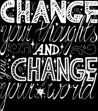 Poster Değiştir Düşünceleri Orijinal El Çizimi Alıntısı