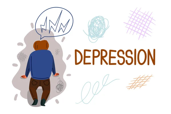 Depressione disegnato a mano banner modello vettoriale — Vettoriale Stock