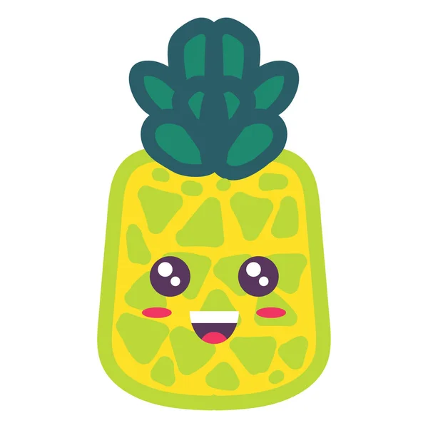 น่ารักสับปะรด kawaii emoji การ์ตูนภาพประกอบ — ภาพเวกเตอร์สต็อก