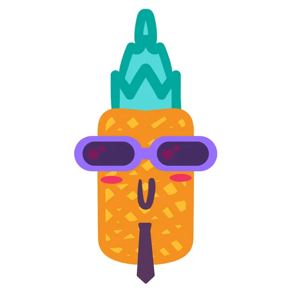 Punk pineapple vector de dibujos animados emoji — Vector de stock