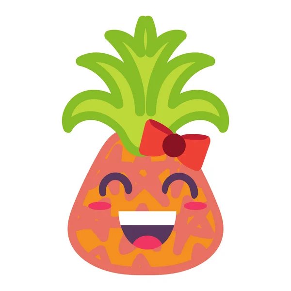 สาวสับปะรด kawaii emoji เวกเตอร์ภาพ — ภาพเวกเตอร์สต็อก