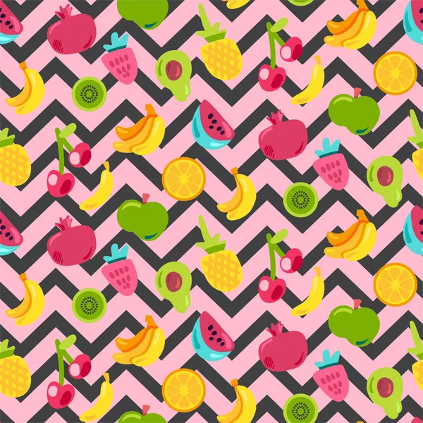 塗装されたベリー夏のフルーツミックスシームレスパターン — ストックベクタ