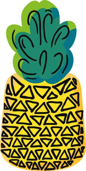 天然パイナップル手描きベクトルイラスト — ストックベクタ