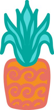 Tüm ananas el çizimi vektör çizimi