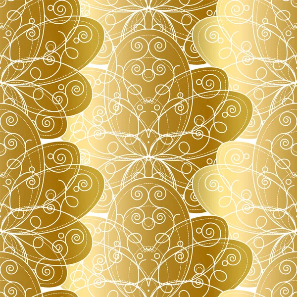 Shiny Seamless Pattern Golden Natural Ornament Gilding Abstract Floral Decoration — Stockvector