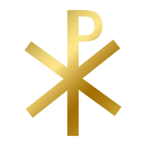 Chi Rho Szimbólum Elkülönítve Kereszténység Katolicizmus Vallási Arany Jel Fehér — Stock Vector