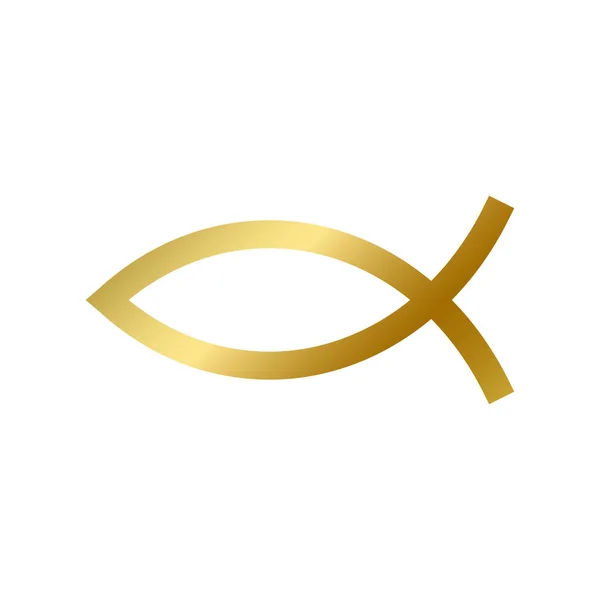 Ichthys Fish Symbol Isolated Christian Sacred Religious Golden Sign White — Stock Vector